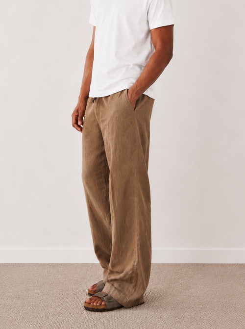 Tall Brown Linen-Blend Trousers