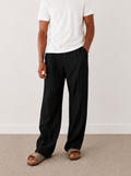 Tall Black Linen-Blend Trousers