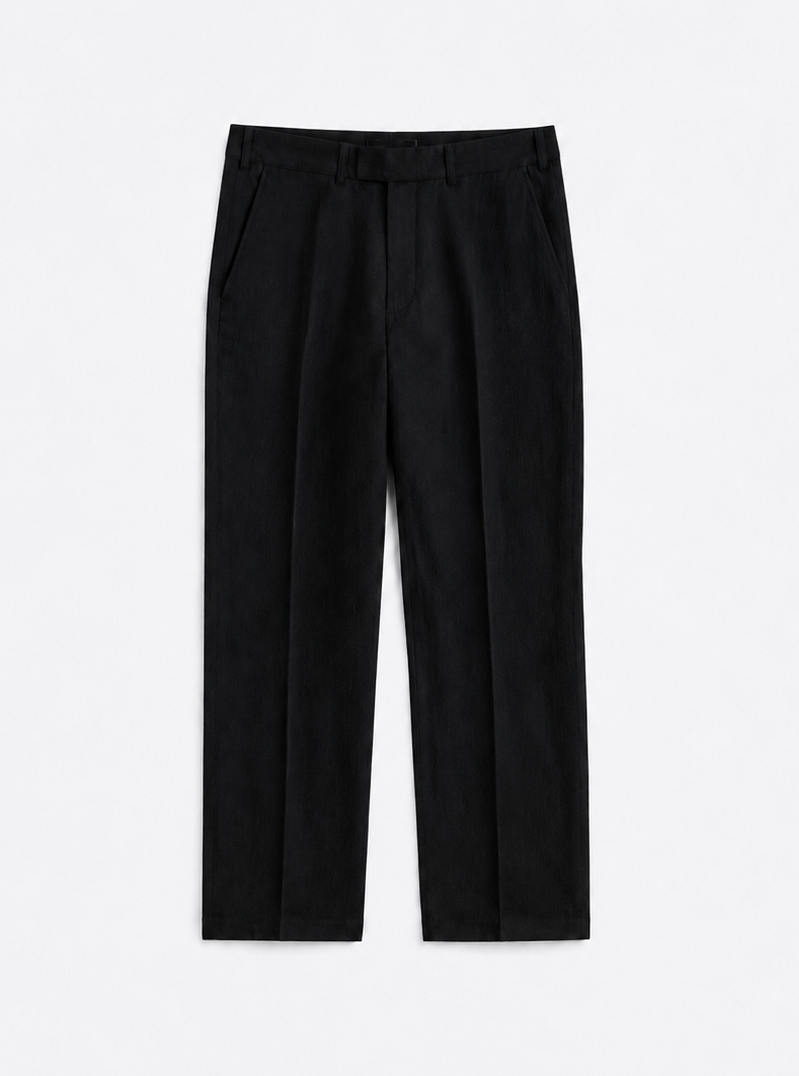 Tall Black Linen-Blend Trousers
